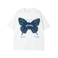 Camisas Vintage Hombre Vintage Butterfly Embroidered Oversize Top