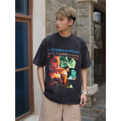 Film Star T Shirt Trendy Cotton Short Sleeve Loose round Neck Retro T-shirt