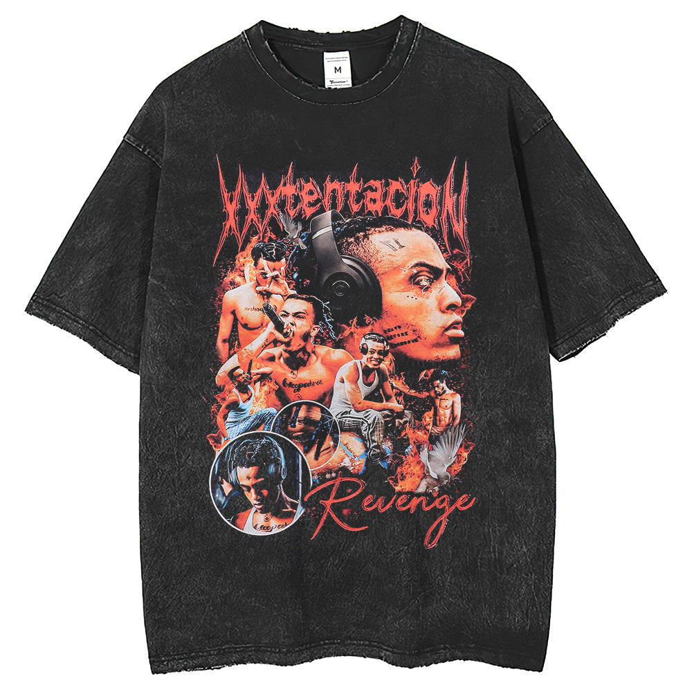 Men T Shirts Printed Loose Vintage Short Sleeve Top