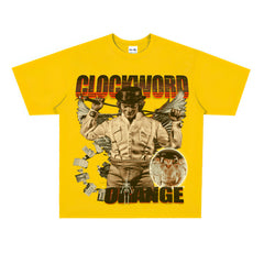 Film Star T Shirt Loose American Retro Street Cotton Crew Neck Personality T-shirt Men and Women