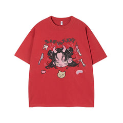 Camisas Vintage Hombre Hip Hop Cartoon Print Short Sleeve T-Shirt