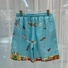 East Coast Shorts Summer Casual Blue Digital Print Men's Shorts Beach Shorts