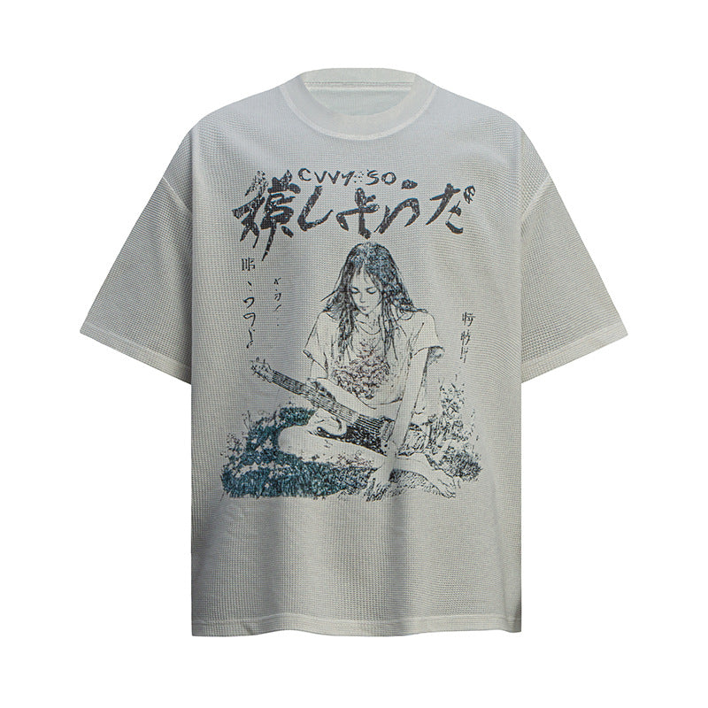 Ellie Seattle Shirt Vintage Melancholic Rich Second Generation Vintage Crew Neck Loose Short Sleeve T-Shirt