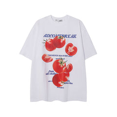Camisas Vintage Hombre Vintage Tomato Print Short Sleeve T-Shirt oversize