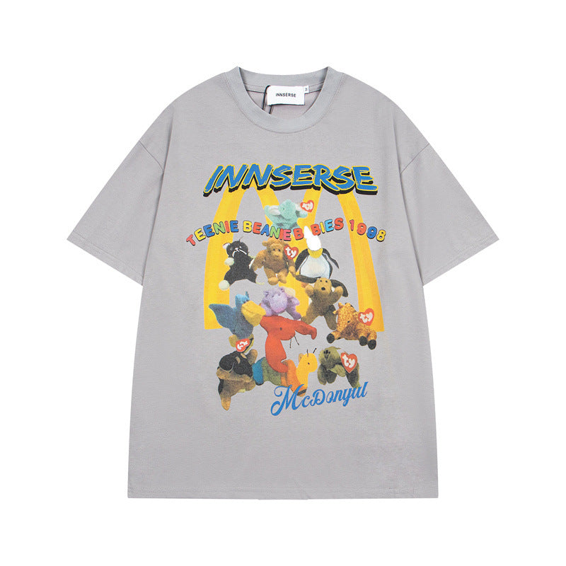 Ellie Seattle Shirt Cartoon Alphabet Print Crew Neck Short Sleeve T-Shirt