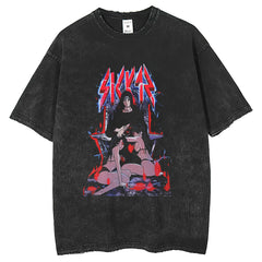 Men T Shirts American retro Uchibo ferret print short-sleeved t-shirt washed and old