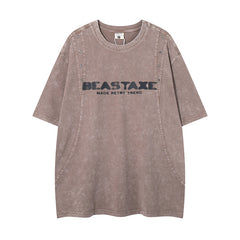 80s Casual Classics Shirts Washed Short Sleeve Shirt Alphabet Print Top