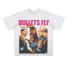 Film Star T Shirt Short Sleeve Retro American Street Heavy Personality T-shirt for Men and Women