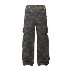 American Mens Jeans Vintage Heavy Industry Camo Multi-Pocket Jeans