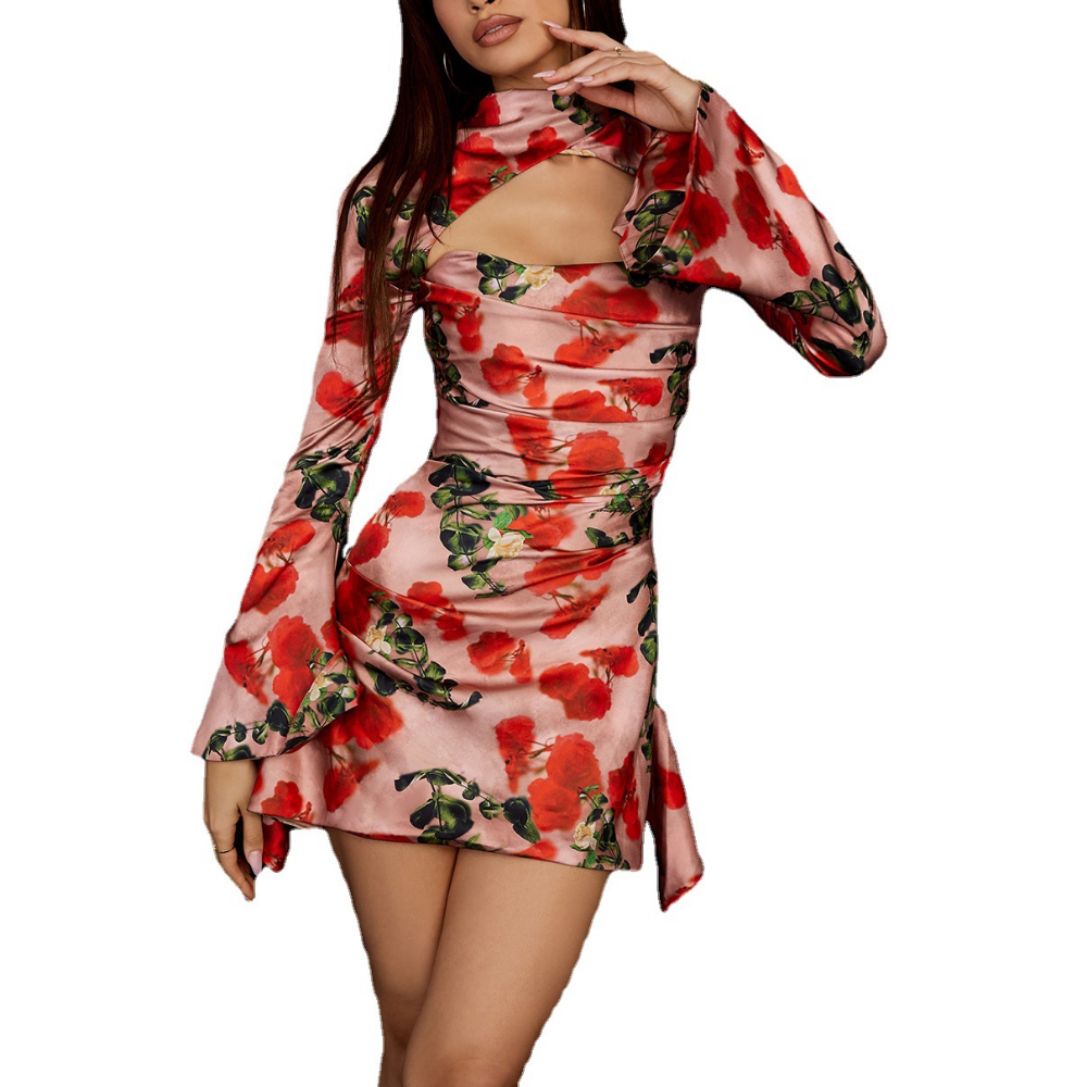 Mariah Carey Dress Hollow Sexy Floral Dress