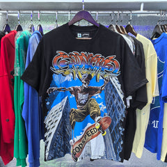 Godspeed T Shirts Urban Skateboard Skull Junior Print Cotton Casual Short Sleeve Men and Women