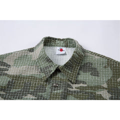 80s Casual Classics Shirts Vintage Washed Camouflage Button Lapel Shirt