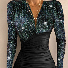 Mariah Carey See through Dress Stitching Hip Sexy Dress