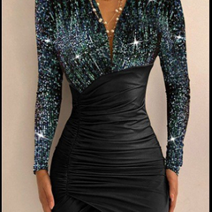 Mariah Carey See through Dress Stitching Hip Sexy Dress