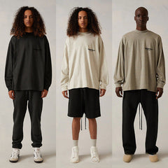 Fog Essentials Long Sleeve T-Shirt Flocking Logo Loose Long Sleeve T-Shirt
