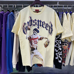 Godspeed T Shirts Skull Baseball Player No. 13 Cotton Crew Neck Short Sleeve Men and Women