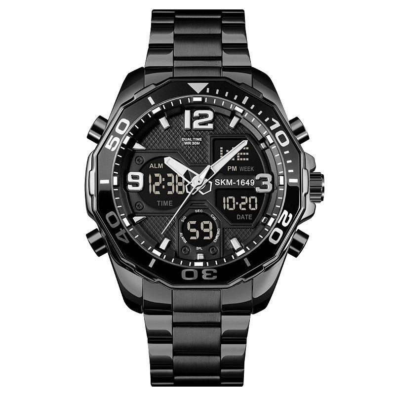 Analog-Digital Watch Rotatable Bezel Dual Time Zone Men's Watch