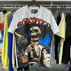 Godspeed t Shirts Racer F1 Champagne Printed Cotton Casual Short Sleeve T-Shirt Men and Women