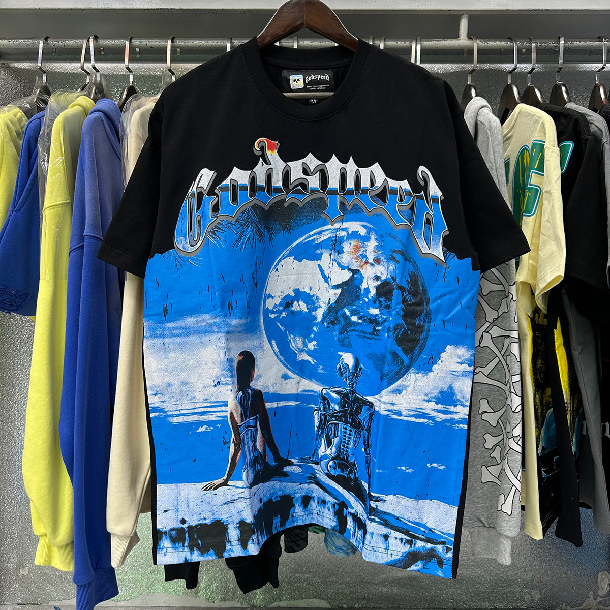 Godspeed t Shirts Tech Man Earth Printing Cotton Casual Short Sleeves Men and Women