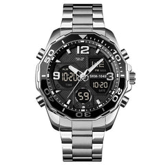 Analog-Digital Watch Rotatable Bezel Dual Time Zone Men's Watch