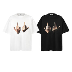 Men T Shirts Loose “Flipping The Bird” Couple Casual Short Sleeves