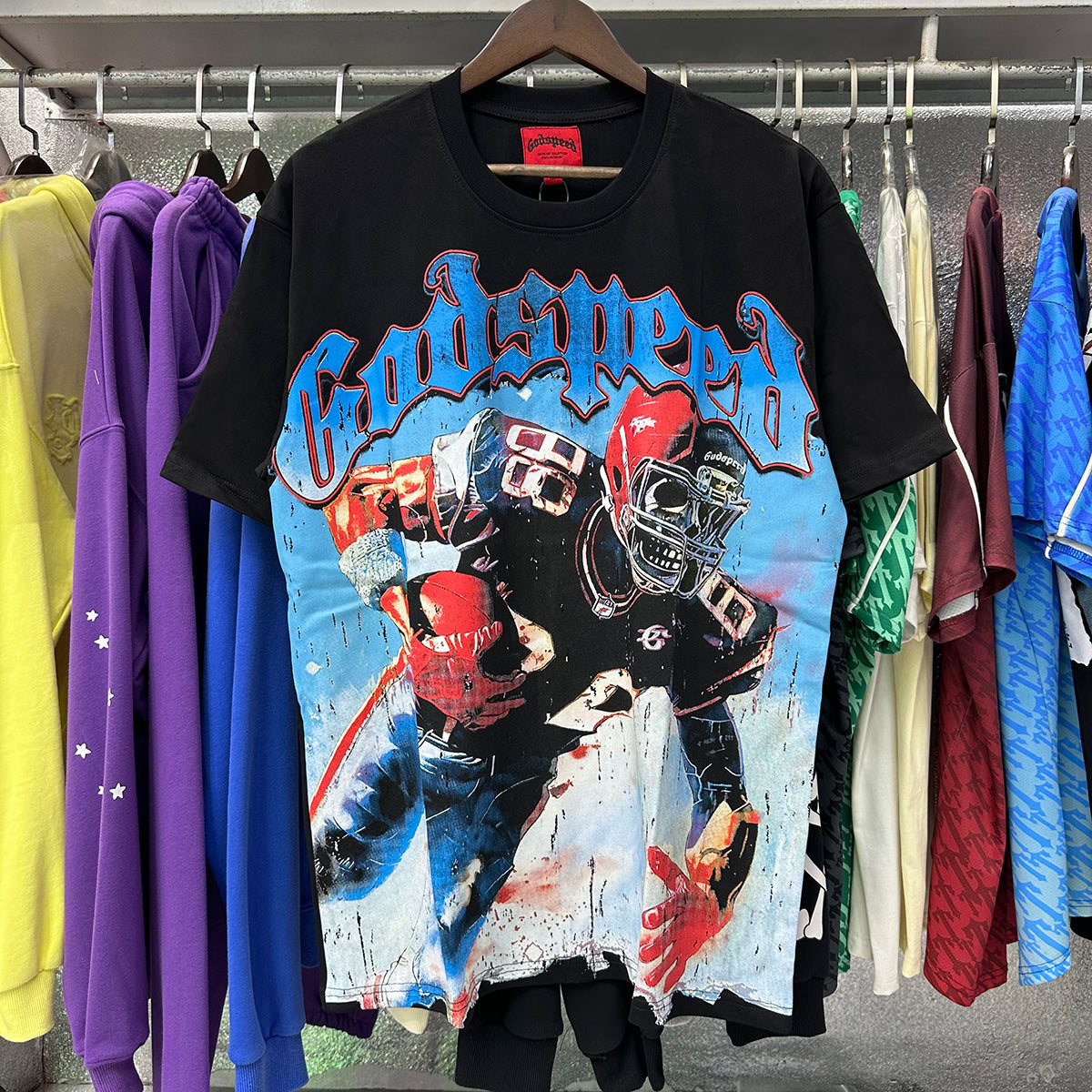 Godspeed T Shirts Rugby Players Printed Cotton Casual Short Sleeves Men and Women