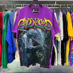 Godspeed T Shirts Biochemical Skull Poppy Print Cotton Casual Short Sleeve Men and Women