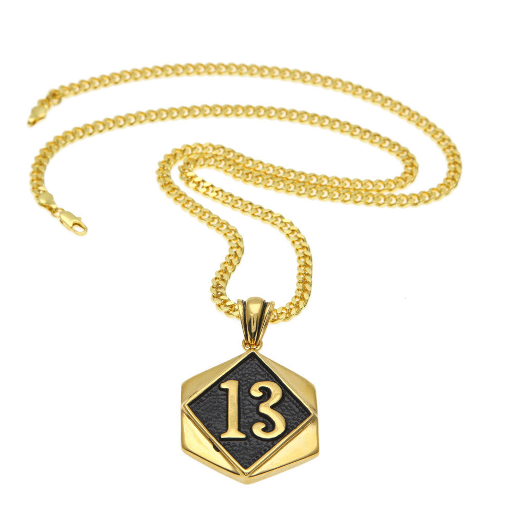 Jewelry Hip Hop alloy LUCKY13 Tag Necklace Number Pieces rapper