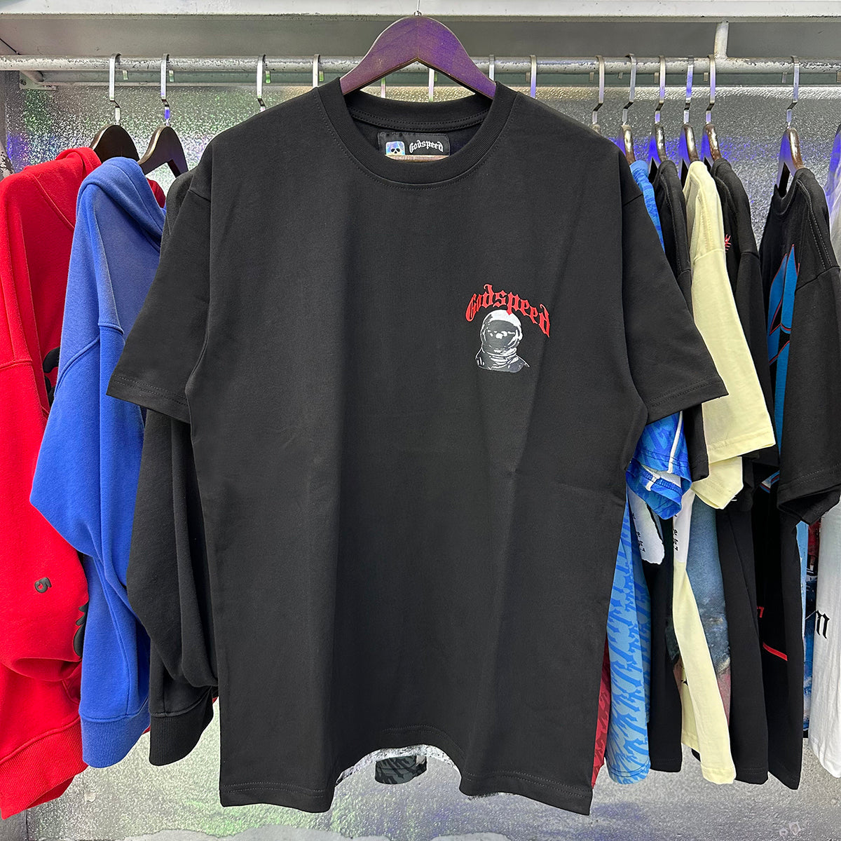 Godspeed T Shirts Astronaut Moon Landing Print Cotton Casual Short Sleeve Men and Women