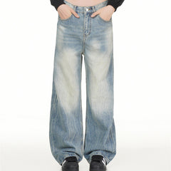 American Mens Jeans Retro Old Straight Jeans
